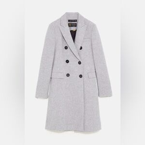 Zara Manteco Wool Double Breasted Gray Coat